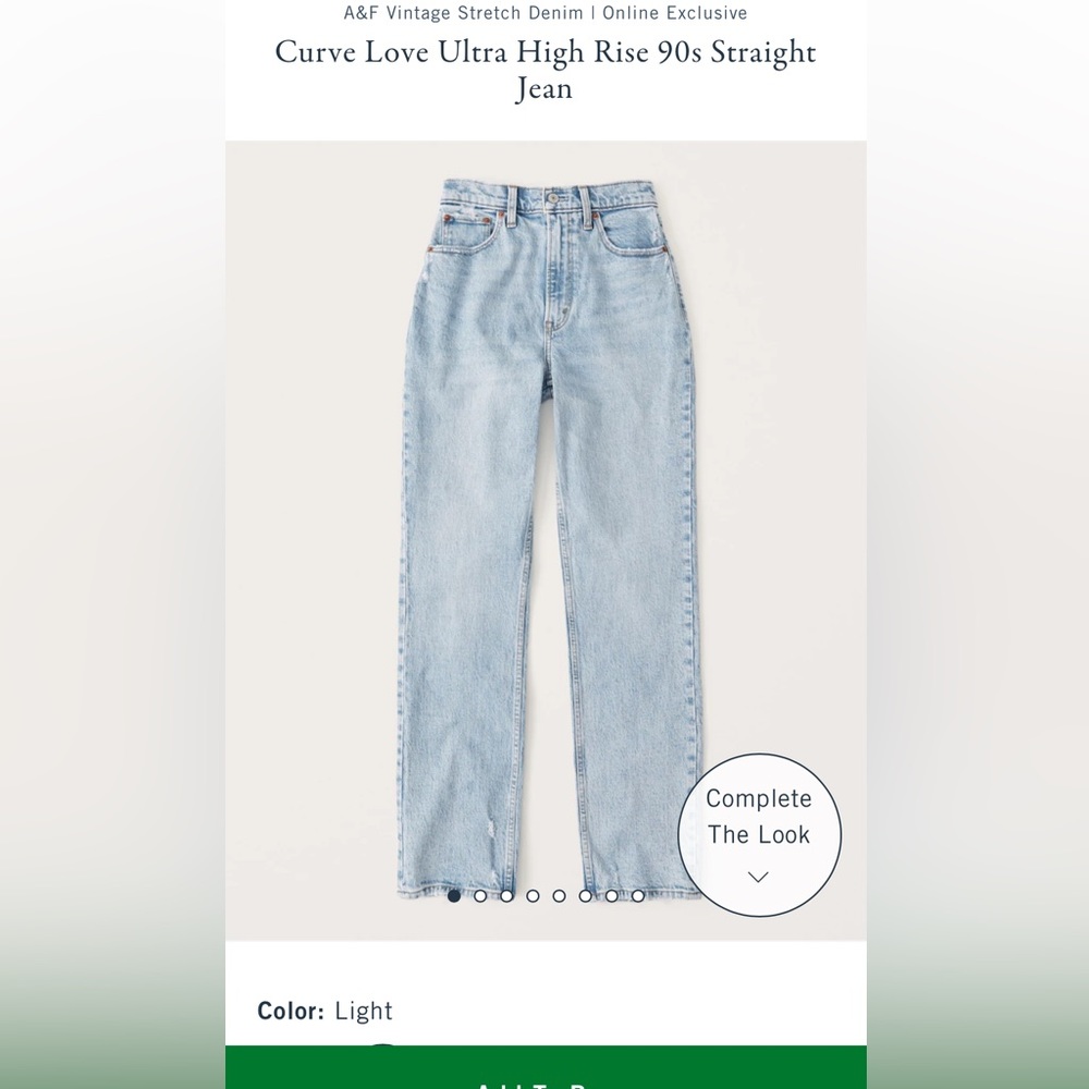 Abercrombie Curve Love Ultra High Rise 90s Straight Jean - Size 25L